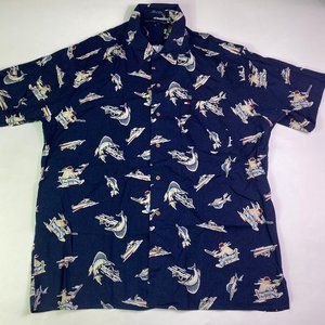 Tommy Hilfiger Mens Blue Hawaiian Button Up Shirt